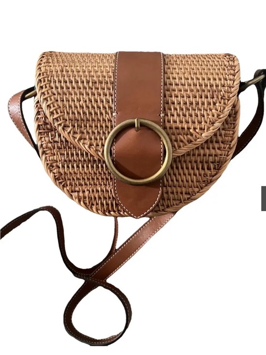 Massimo Dutti Handbags - Massimo Dutti Brown Leather Rattan Wicker Crossbody Messenger Purse